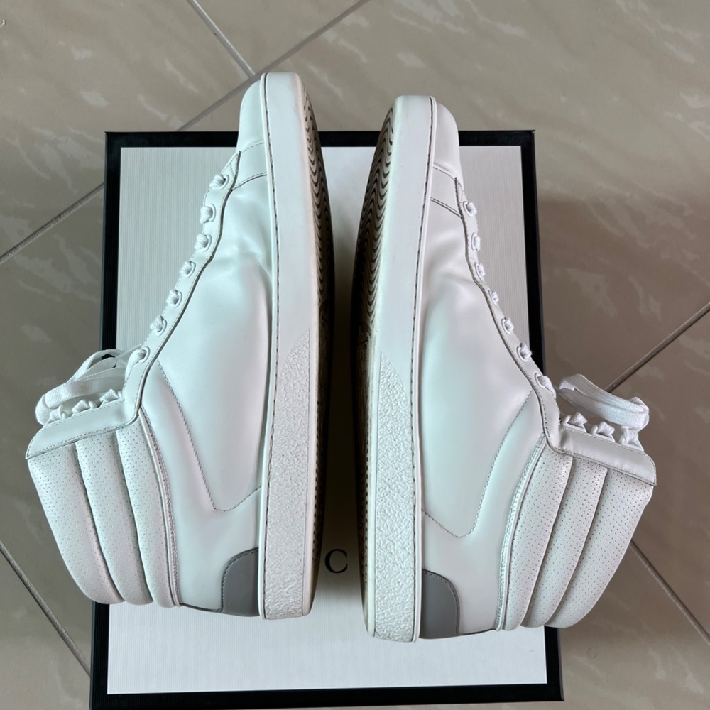 #2365 Gucci Men's Perforated GG New Ace High Leather Sneakers in White size 10.5 - Picture 5 of 11